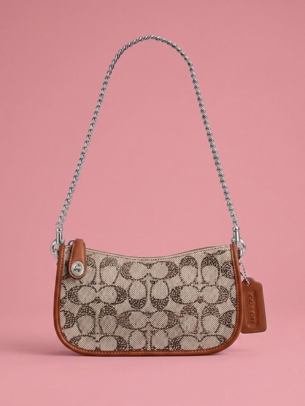 NWT Coach Swinger Bag 20 With Chain Crystal Signature Jacquard